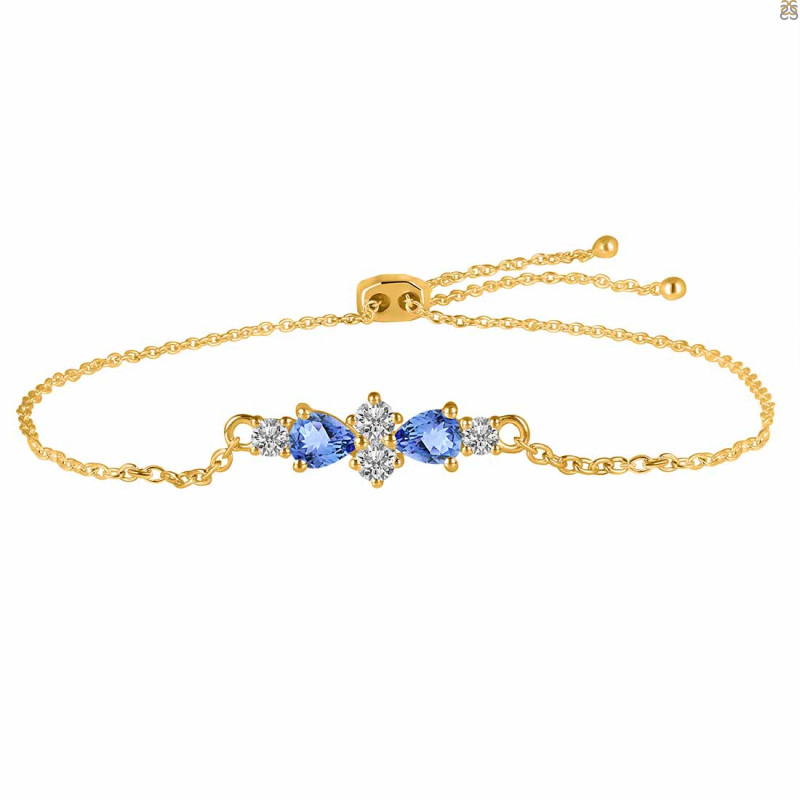 Tanzanite & White Topaz Bracelet With Adjustable Camera Lock TZN-RDB-146.