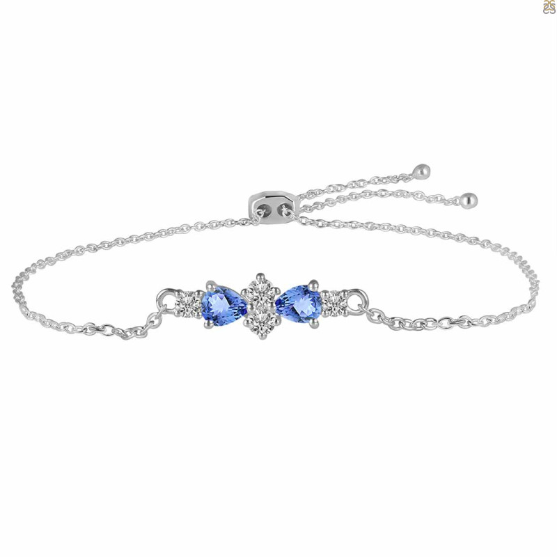 Tanzanite & White Topaz Bracelet With Adjustable Camera Lock TZN-RDB-146.