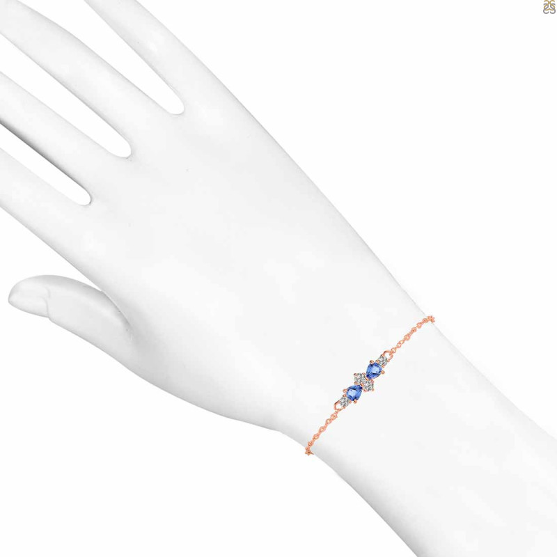 Tanzanite & White Topaz Bracelet With Adjustable Camera Lock TZN-RDB-146.