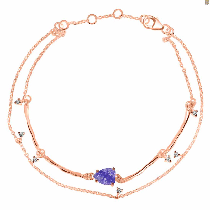 Tanzanite Raw Crystal & White Topaz Bracelet TZN-RDB-168.