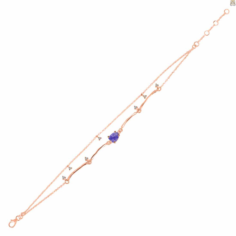 Tanzanite Raw Crystal & White Topaz Bracelet TZN-RDB-168.