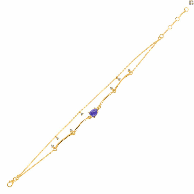 Tanzanite Raw Crystal & White Topaz Bracelet TZN-RDB-168.