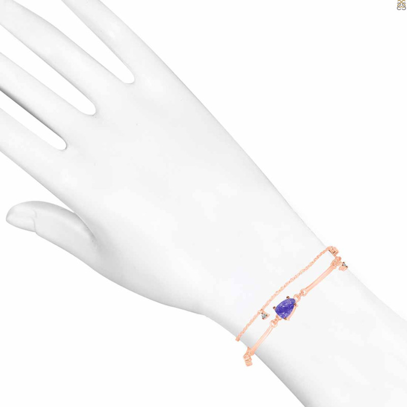 Tanzanite Raw Crystal & White Topaz Bracelet TZN-RDB-168.