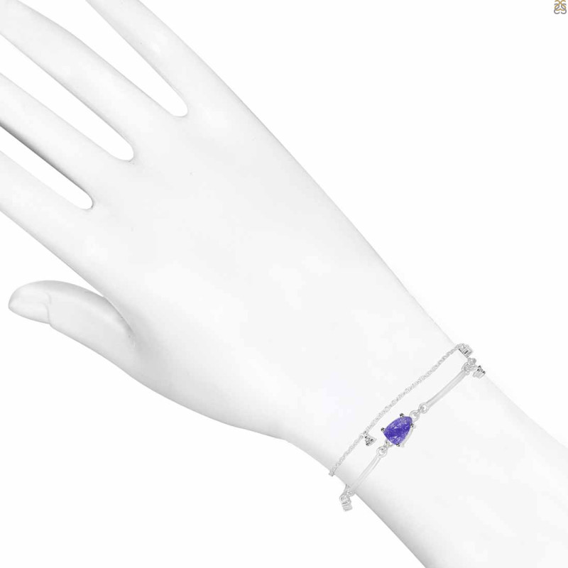 Tanzanite Raw Crystal & White Topaz Bracelet TZN-RDB-168.