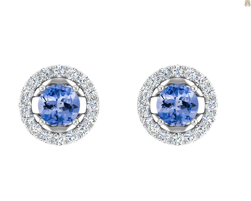 Tanzanite & White Topaz Stud Earring TZN-RDE-984.
