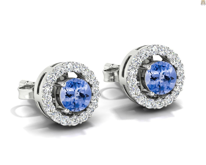Tanzanite & White Topaz Stud Earring TZN-RDE-984.