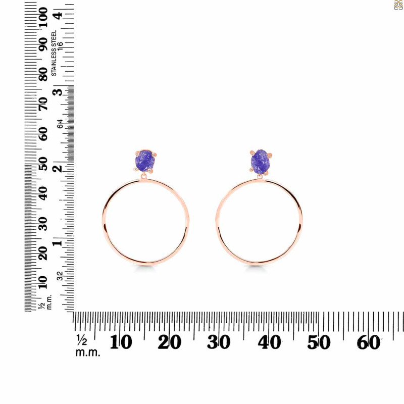 Tanzanite  Raw Crystal & White Topaz Earring TZN-RE-59.