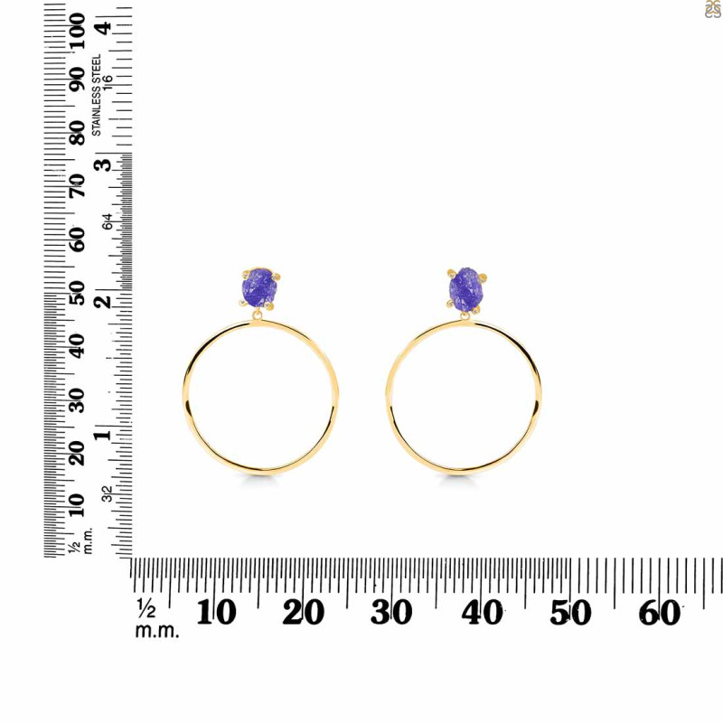 Tanzanite  Raw Crystal & White Topaz Earring TZN-RE-59.