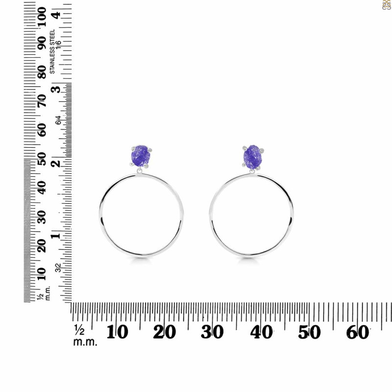 Tanzanite  Raw Crystal & White Topaz Earring TZN-RE-59.