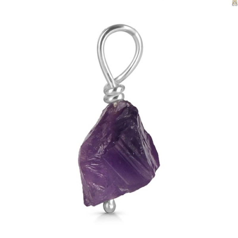 Amethyst Raw Crystal Drill Pendant