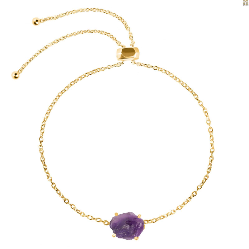 Amethyst Raw Crystal Bracelet With Adjustable Camera Lock AMT-RB-200-CAMERA-LOCK.