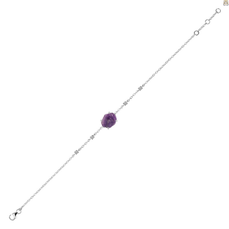 Amethyst Raw Crystal & White Topaz Bracelet