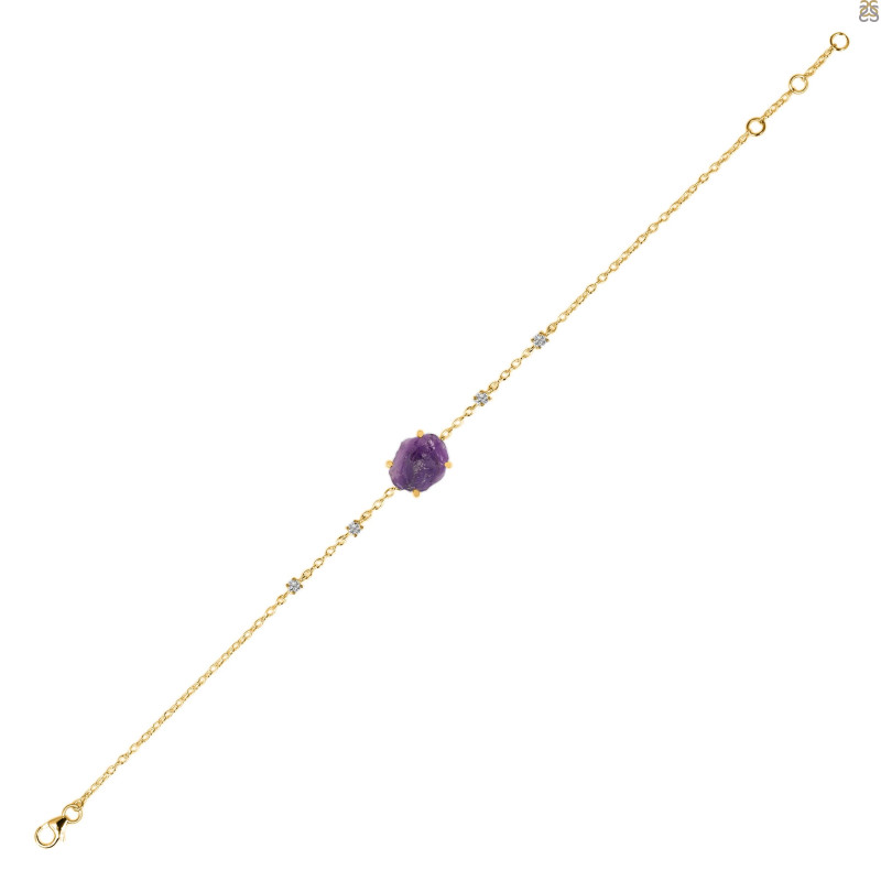 Amethyst Raw Crystal & White Topaz Bracelet AMT-RCYB-2