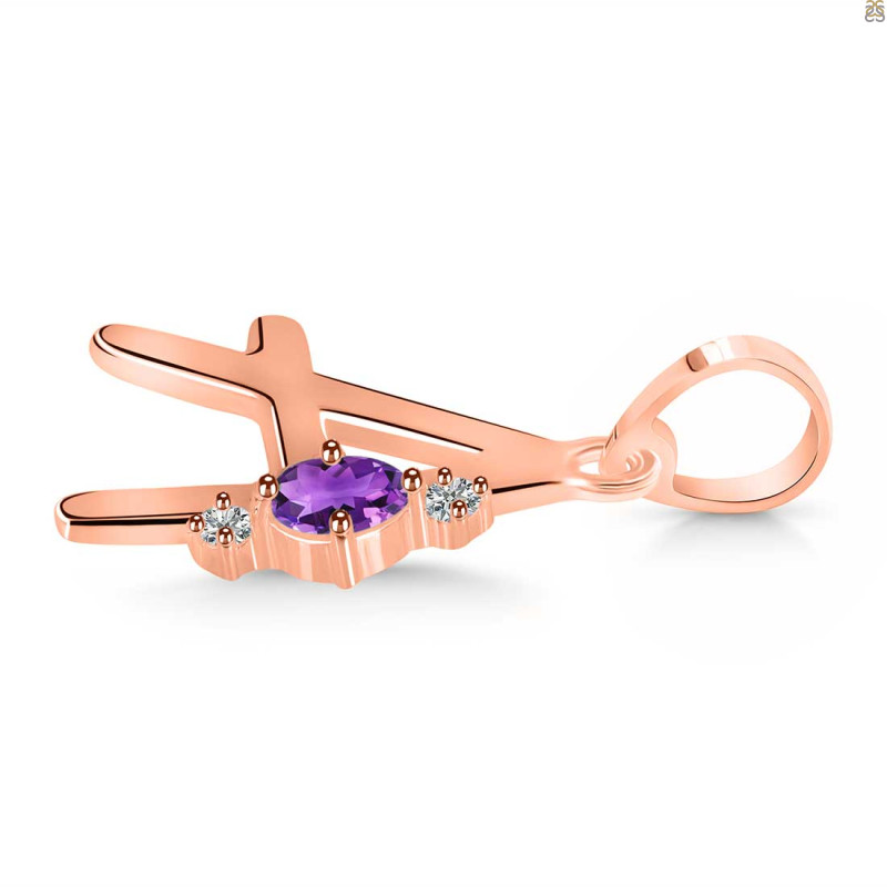 Amethyst & White Topaz Alphabet A Pendant AMT-RDA-1.