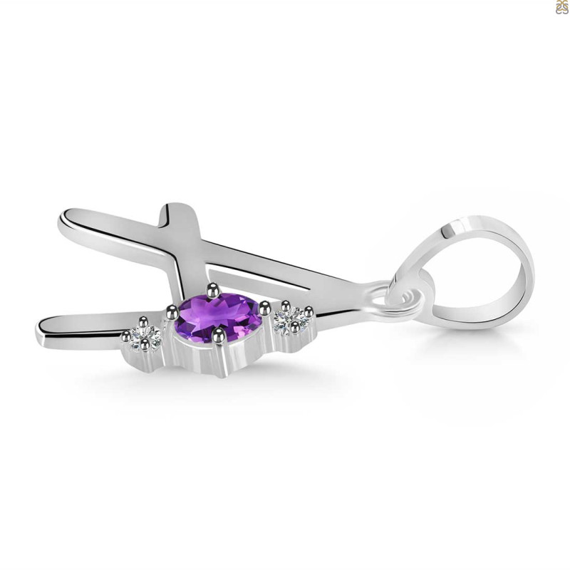 Amethyst & White Topaz Alphabet A Pendant