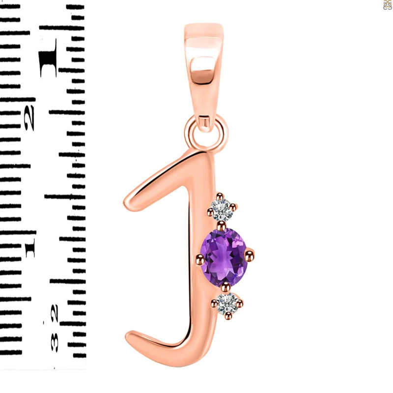Amethyst & White Topaz Alphabet J Pendant AMT-RDA-10.