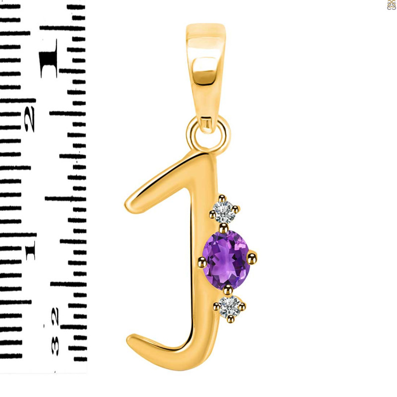 Amethyst & White Topaz Alphabet J Pendant AMT-RDA-10.