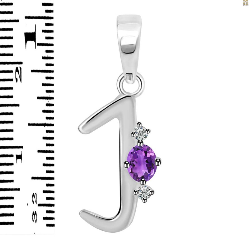 Amethyst & White Topaz Alphabet J Pendant AMT-RDA-10.