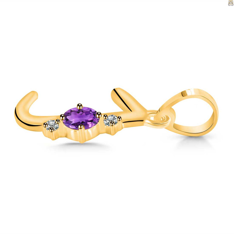 Amethyst & White Topaz Alphabet J Pendant AMT-RDA-10.