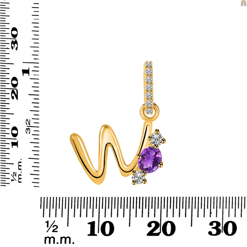 Amethyst & White Topaz Alphabet W Pendant AMT-RDA-101.