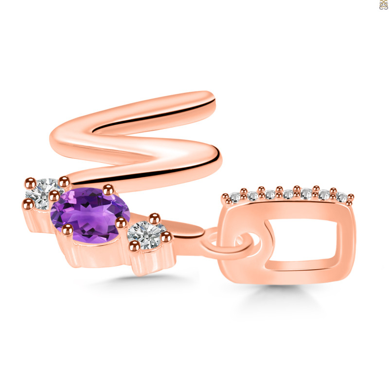 Amethyst & White Topaz Alphabet W Pendant AMT-RDA-101.