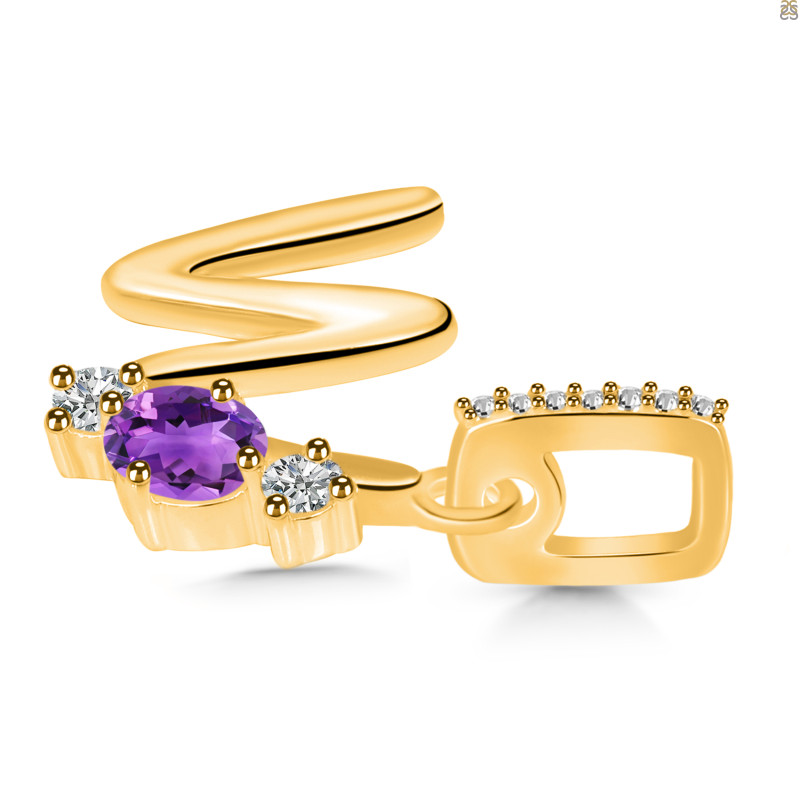 Amethyst & White Topaz Alphabet W Pendant AMT-RDA-101.