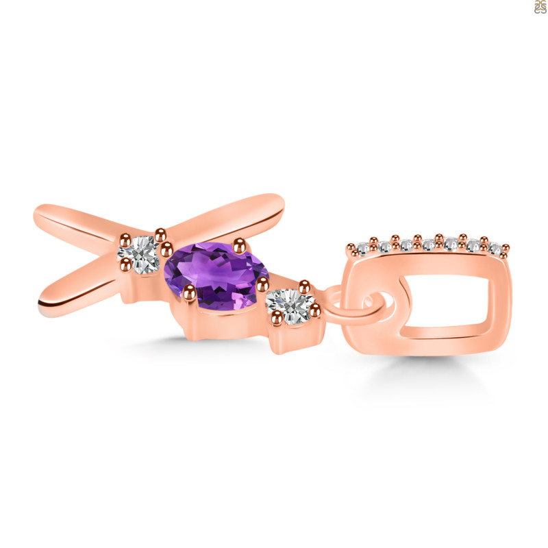 Amethyst & White Topaz Alphabet X Pendant AMT-RDA-102.