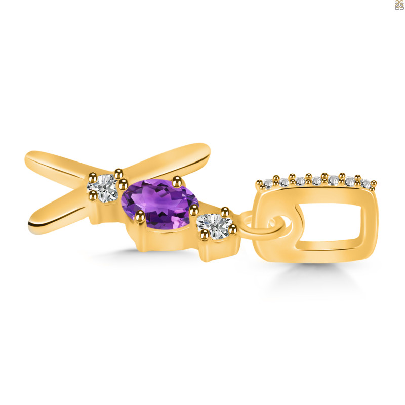 Amethyst & White Topaz Alphabet X Pendant AMT-RDA-102.