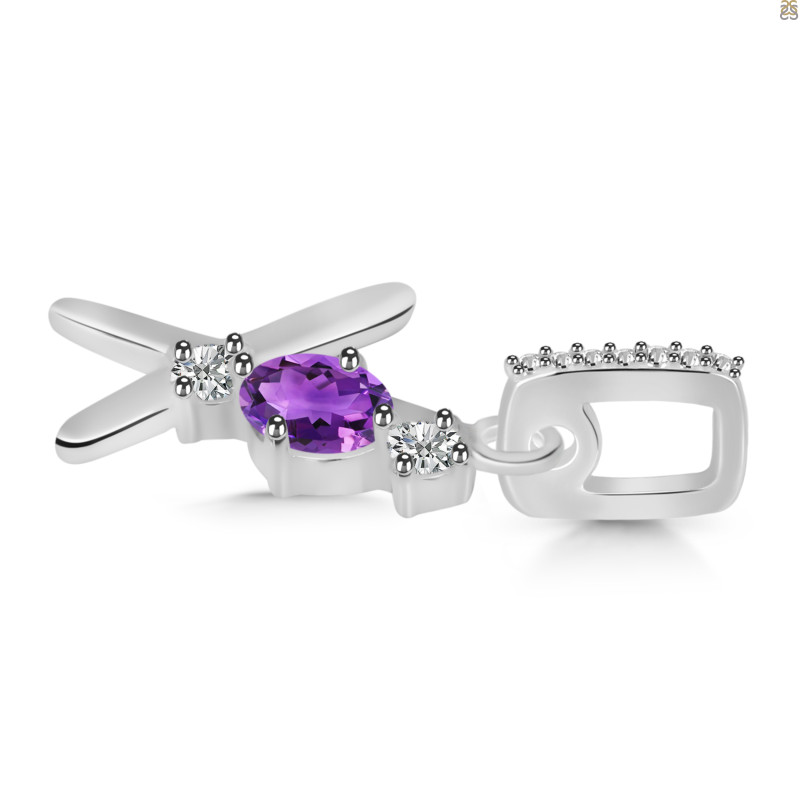 Amethyst & White Topaz Alphabet X Pendant