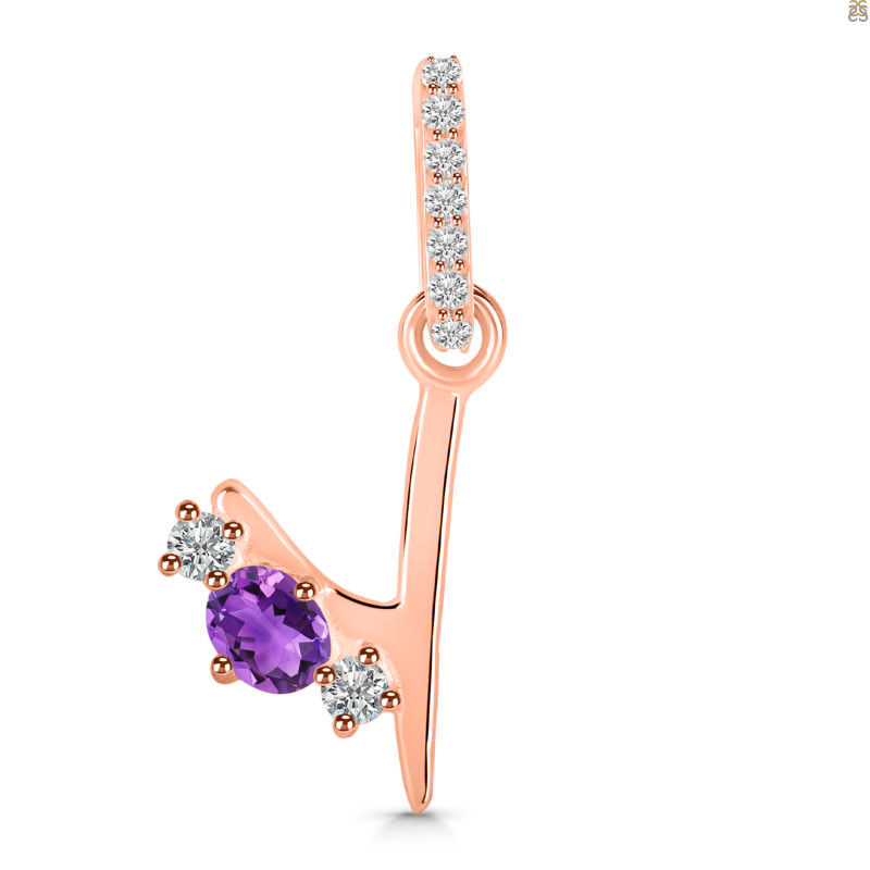 Amethyst & White Topaz Alphabet Y Pendant AMT-RDA-103.