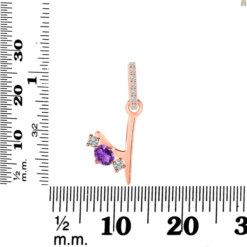 Amethyst & White Topaz Alphabet Y Pendant AMT-RDA-103.