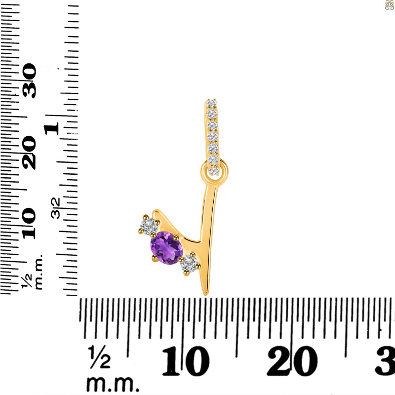 Amethyst & White Topaz Alphabet Y Pendant AMT-RDA-103.