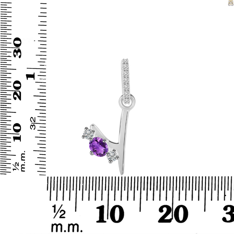 Amethyst & White Topaz Alphabet Y Pendant AMT-RDA-103.