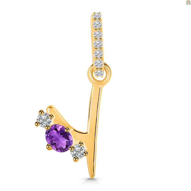 Amethyst & White Topaz Alphabet Y Pendant AMT-RDA-103.