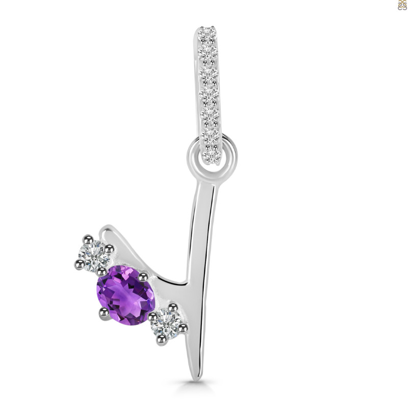 Amethyst & White Topaz Alphabet Y Pendant AMT-RDA-103.