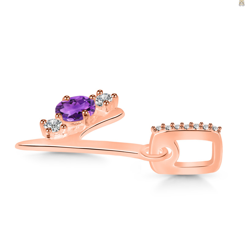 Amethyst & White Topaz Alphabet Y Pendant AMT-RDA-103.