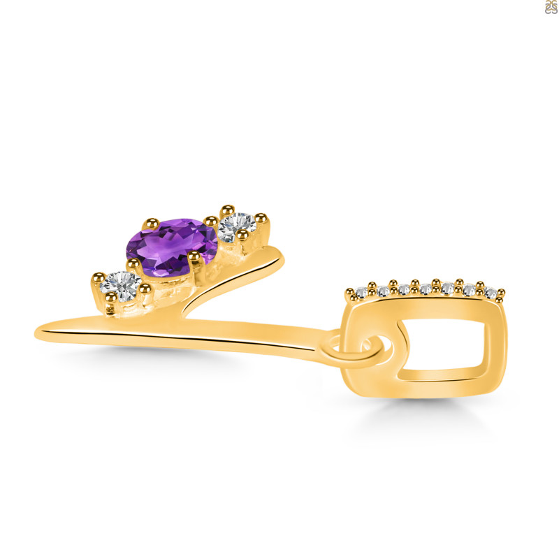 Amethyst & White Topaz Alphabet Y Pendant AMT-RDA-103.