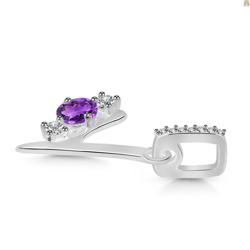 Amethyst & White Topaz Alphabet Y Pendant