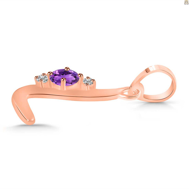 Amethyst & White Topaz Alphabet L Pendant AMT-RDA-12.