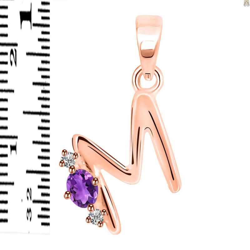 Amethyst & White Topaz Alphabet M Pendant AMT-RDA-13.