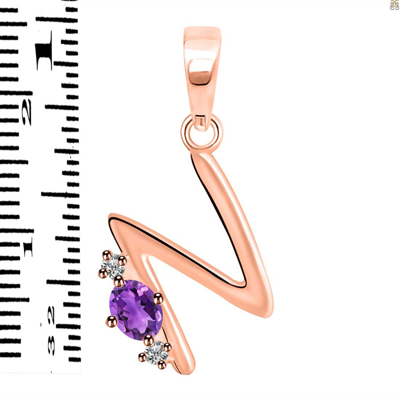 Amethyst & White Topaz Alphabet N Pendant AMT-RDA-14.