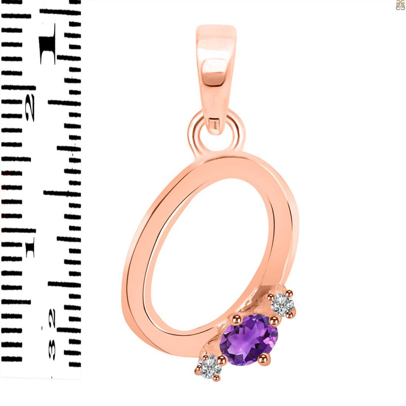 Amethyst & White Topaz Alphabet O Pendant AMT-RDA-15.