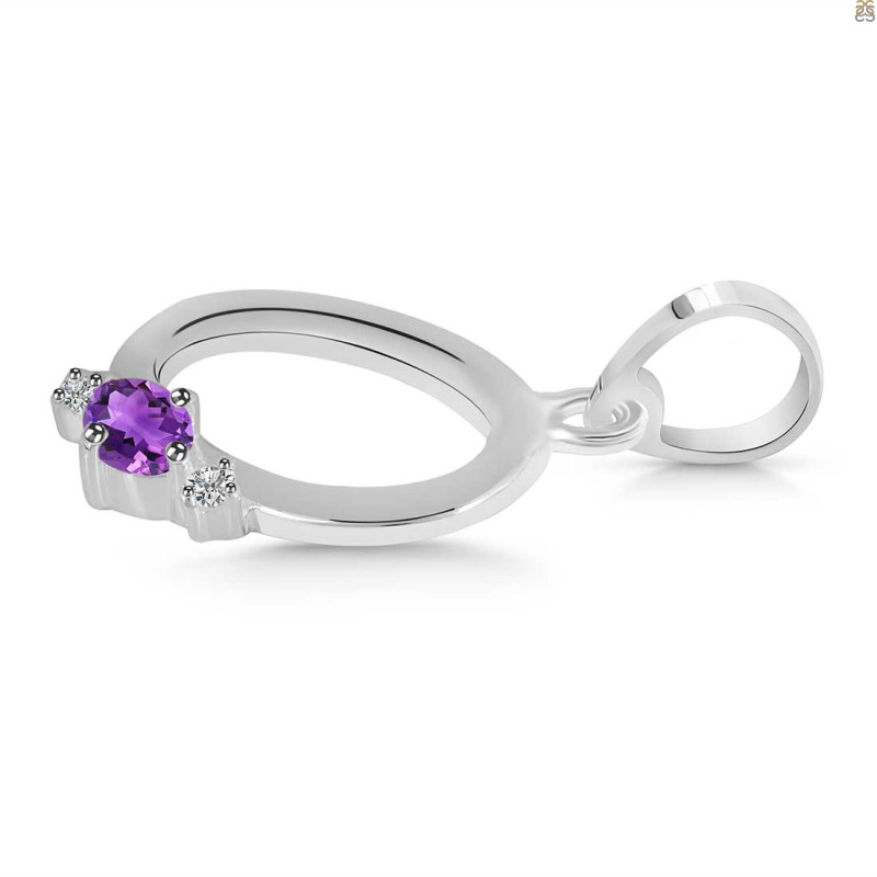 Amethyst & White Topaz Alphabet O Pendant