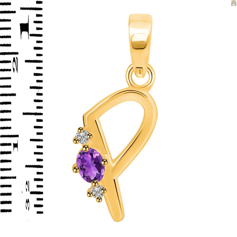 Amethyst & White Topaz Alphabet P Pendant AMT-RDA-16.