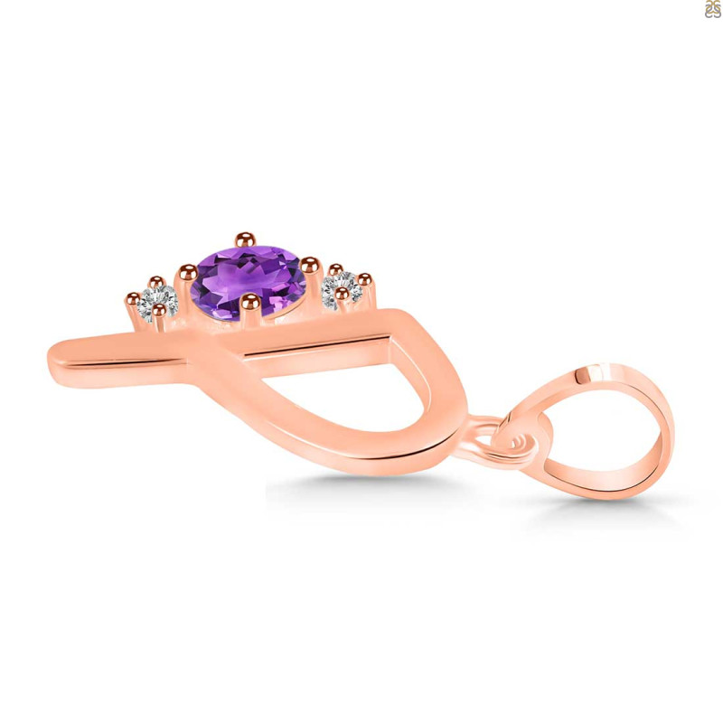 Amethyst & White Topaz Alphabet P Pendant AMT-RDA-16.