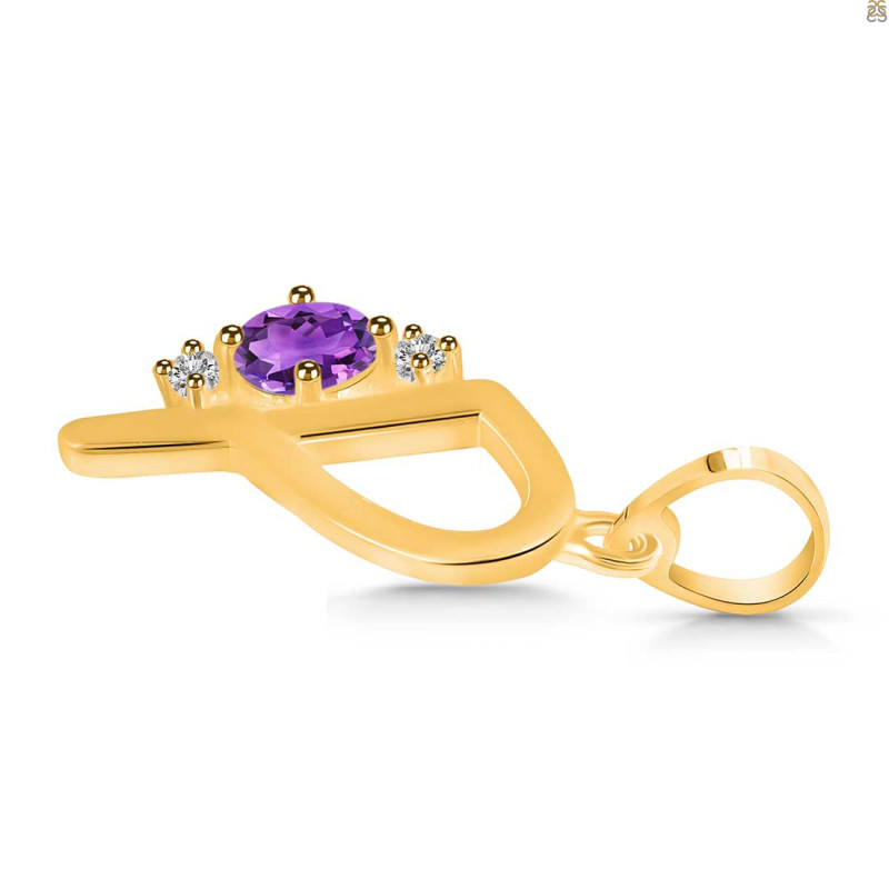 Amethyst & White Topaz Alphabet P Pendant AMT-RDA-16.