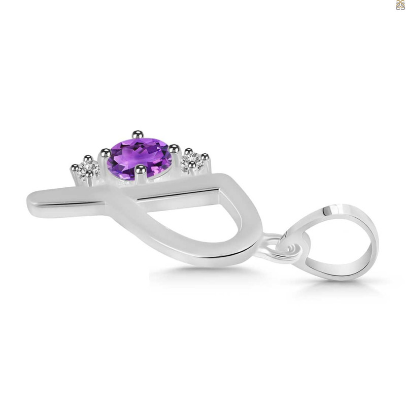 Amethyst & White Topaz Alphabet P Pendant