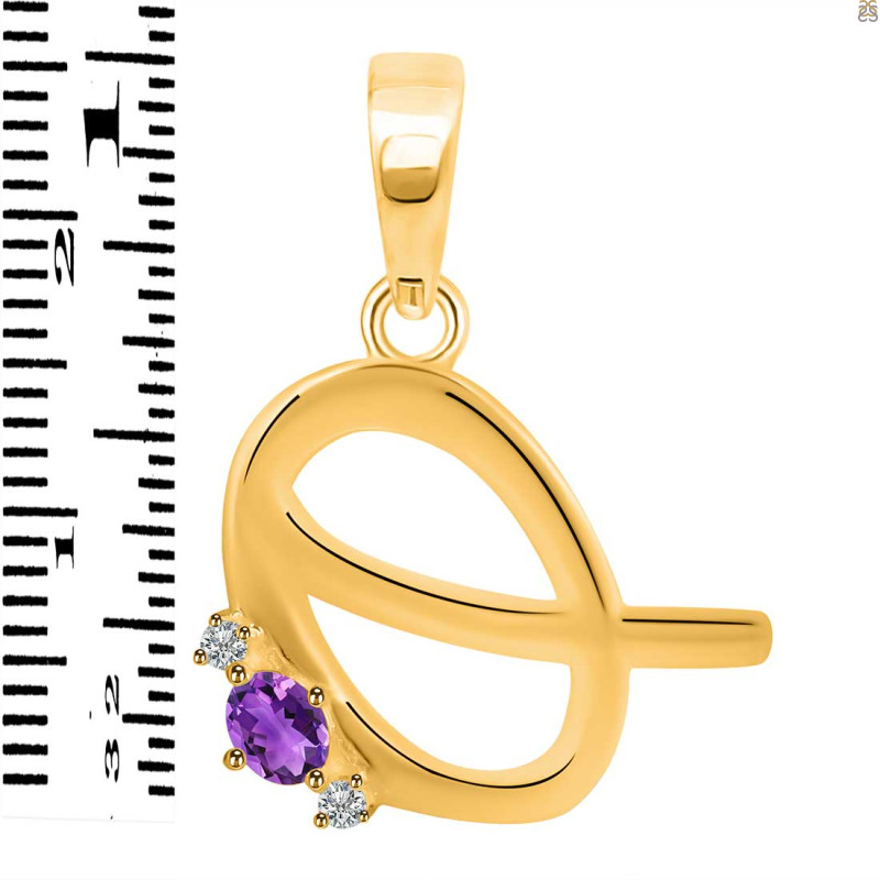 Amethyst & White Topaz Alphabet Q Pendant AMT-RDA-17.