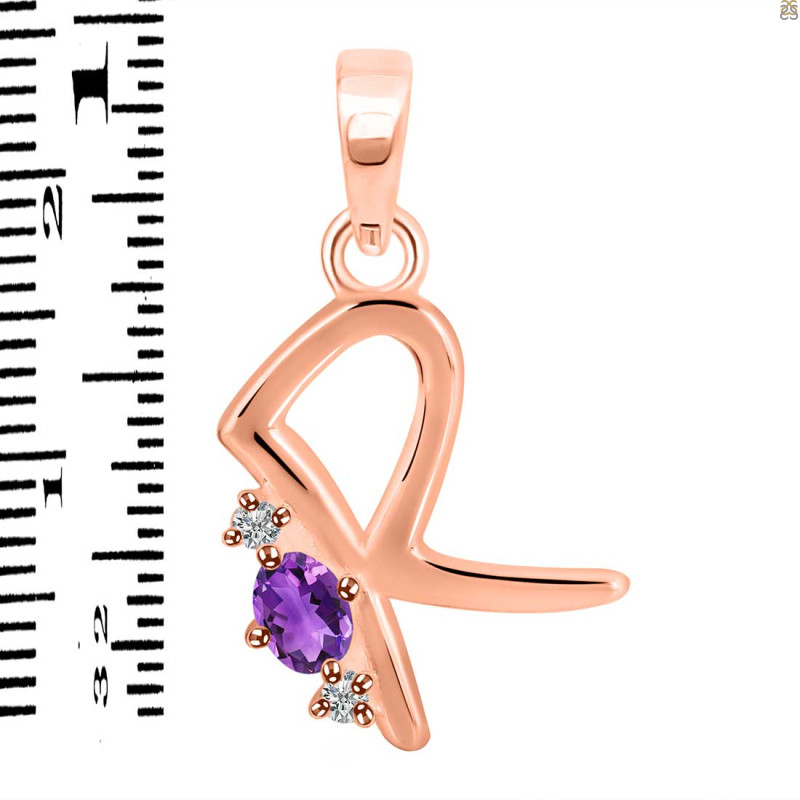 Amethyst & White Topaz Alphabet R Pendant AMT-RDA-18.