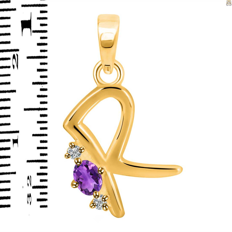Amethyst & White Topaz Alphabet R Pendant AMT-RDA-18.